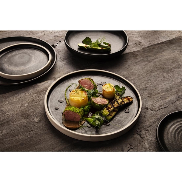 Olympia Canvas Flat Round Plate Delhi Black 180mm (6 Pack)