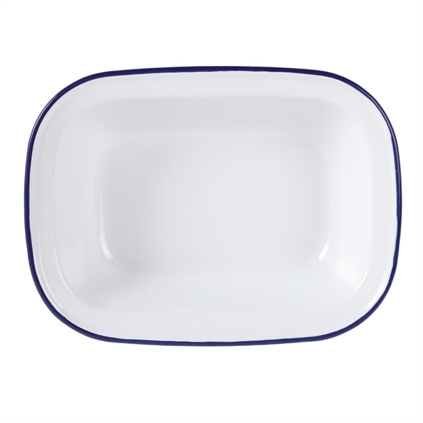 Olympia Enamel Pie Dish Rectangular 180x135mm (6 Pack)