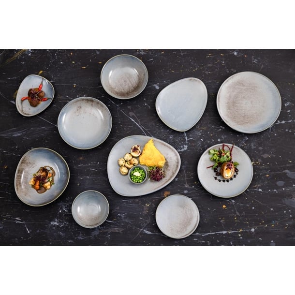 Olympia Ember Blue Triangle Plates 250mm (6 Pack)