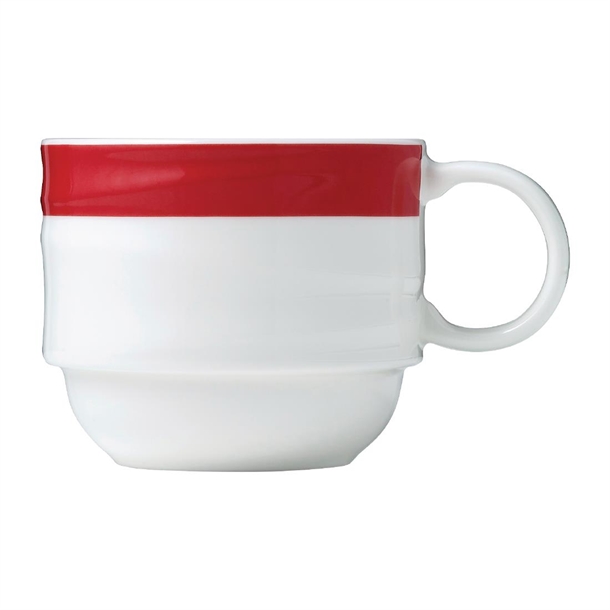 Royal Porcelain Maxadura Resonate Red Band Coffee Cup Stackable 265ml (12 Pack)