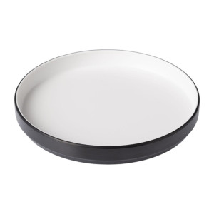 Coucou Dual Colour Round Edge Plate 200mm - White & Black (12 Pack)