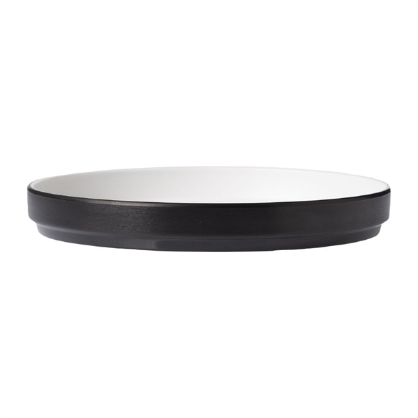 Coucou Dual Colour Round Edge Plate 200mm - White & Black (12 Pack)