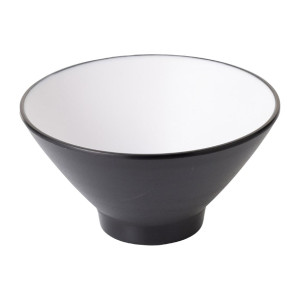 Coucou Dual Colour V-Shape Round Bowl 150mm - White & Black (12 Pack)