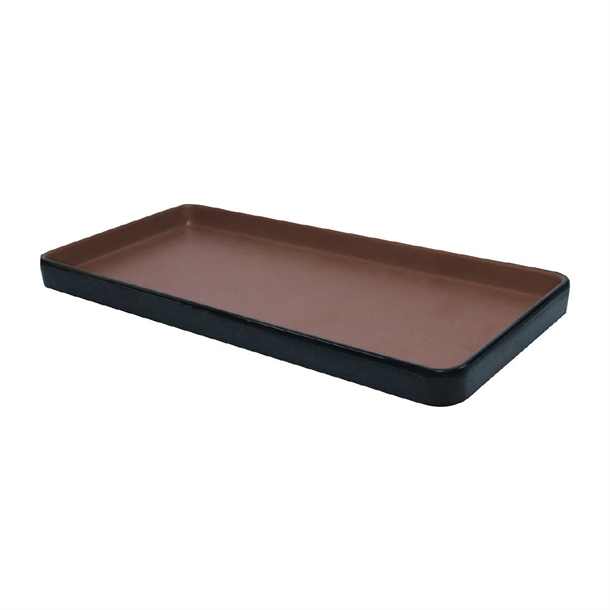 Coucou Dual Colour Rect. Plate 250x120mm - Brown & Black (12 Pack)