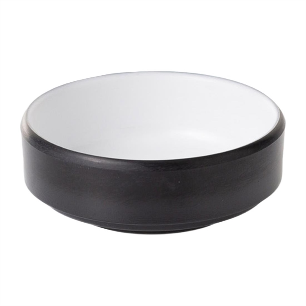 Coucou Dual Colour Round Sauce Dish 76mm - White & Black (40 Pack)
