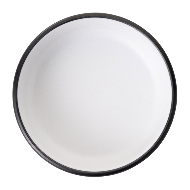Coucou Dual Colour Round Sauce Dish 100mm - White & Black (20 Pack)