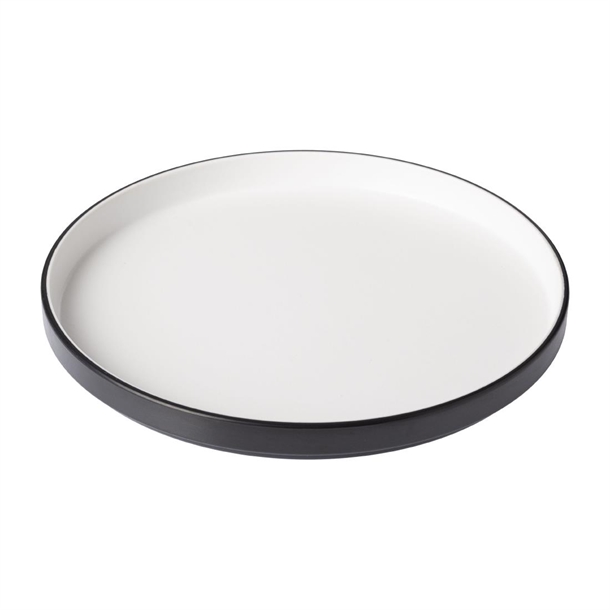 Coucou Dual Colour Round Edge Plate 270mm - White & Black (12 Pack)