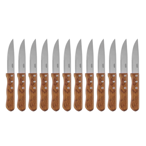 Olympia Jumbo Steak Knives Rosewood Handle 125mm (12 Pack)