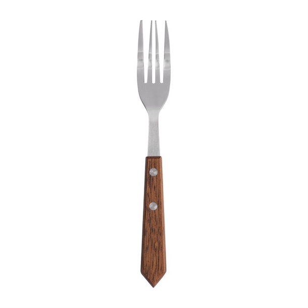 Olympia Steak Forks Wooden Handle 101mm  (12 Pack)