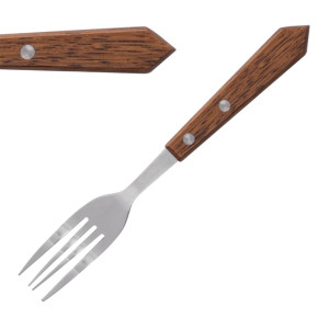 Olympia Steak Forks Wooden Handle 101mm  (12 Pack)