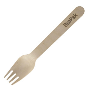 BioPak Biodegradable Coated Wooden Forks 160mm (100 Pack)