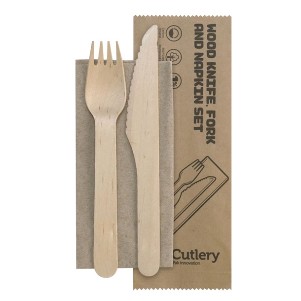 BioPak Coated Wooden Cutlery Sets 160mm (400 Pack)