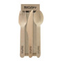 BioPak BioCutlery Wood Knife, Fork, Spoon Napkin Set (400 Pack)