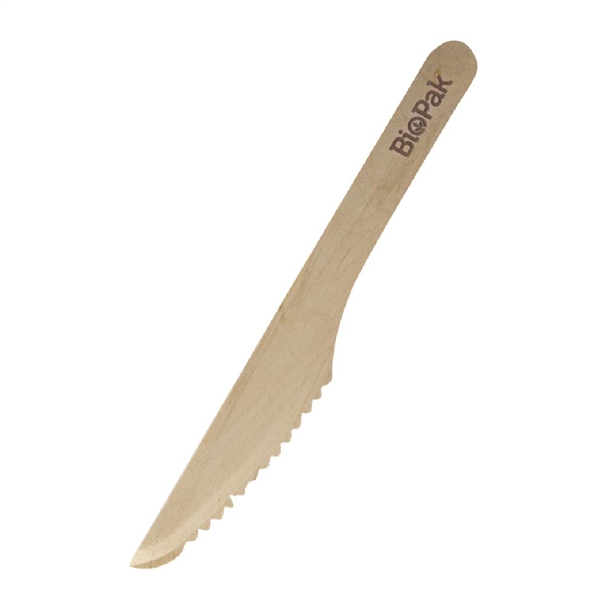 BioPak BioCutlery Wood Knife, Fork, Spoon Napkin Set (400 Pack)