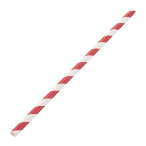 Fiesta Compostable Paper Straws Red & White Stripe 6mm (250 Pack)