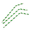 Fiesta Compostable Bendy Paper Straws Green Stripes (250 Pack)