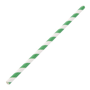 Fiesta Compostable Paper Straws Green Stripes (250 Pack)