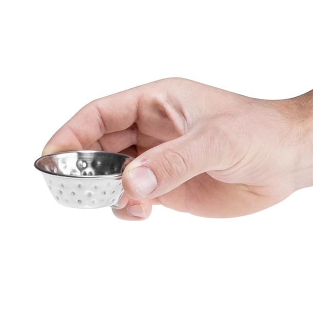 Olympia Hammered Stainless Steel Sauce Cups 45ml (12 Pack)