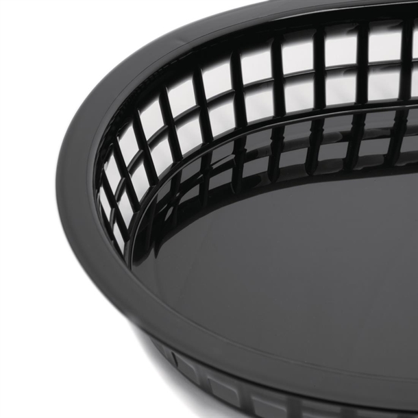 Olympia Oval Polypropylene Food Basket Black (6 Pack)
