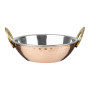 Olympia Copper Kadai Dish Stainless Steel Brass Handles 660ml