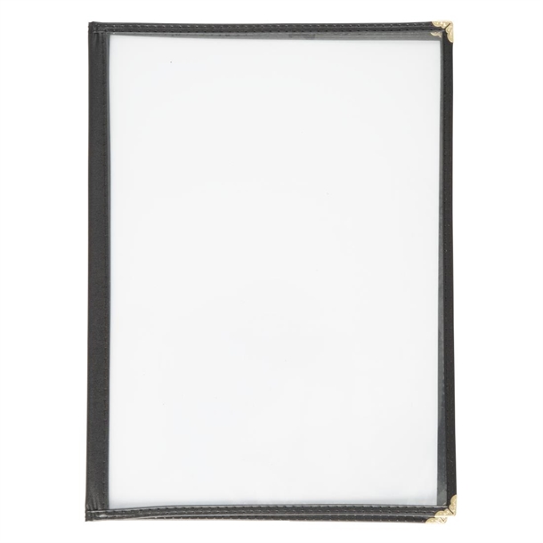 Olympia American Style Menu Cover Four Card Black A4