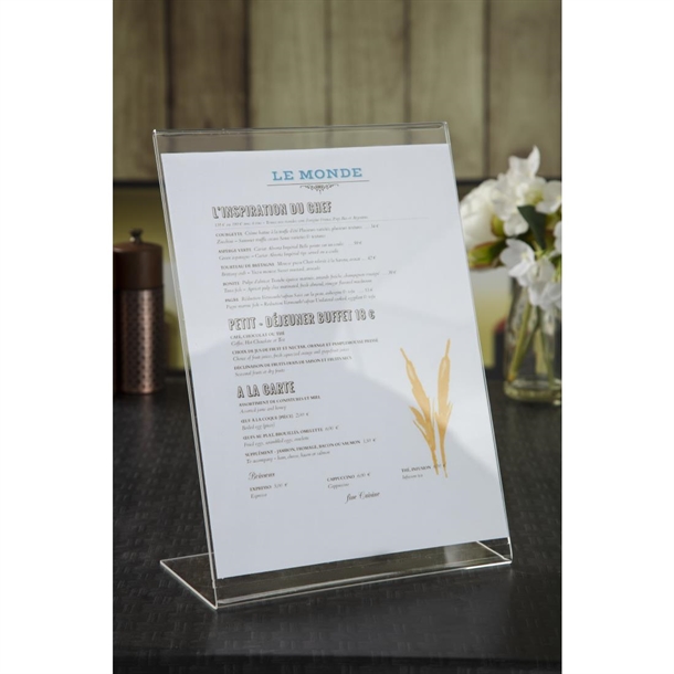 Olympia Leanback Menu Holder Acrylic A4