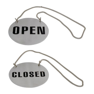 Trenton Open/Close Sign With Chain - Stainless Steel