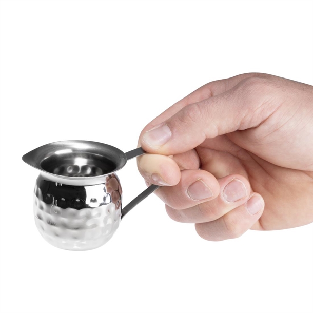 Olympia Hammered Stainless Steel Mini Milk Jug 78ml (6 Pack)