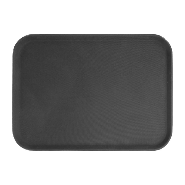 Olympia Kristallon Anti-Slip Fibreglass Rectangular Tray Black - 405x560mm