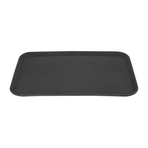 Olympia Kristallon Anti-Slip Fibreglass Rectangular Tray Black - 455x655mm