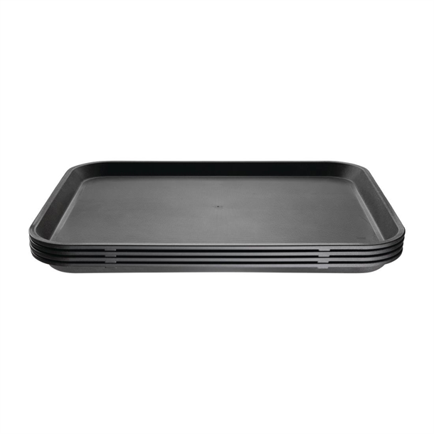 Olympia Kristallon Polypropylene Rectangular Non-Slip Tray Black 410mm