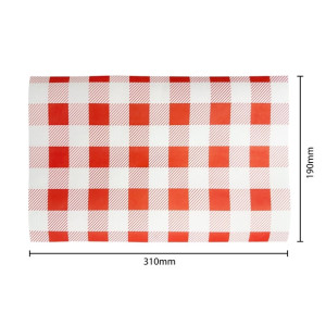 Fiesta Compostable Red Gingham Greaseproof Sheets 310x190mm (200 Pack)