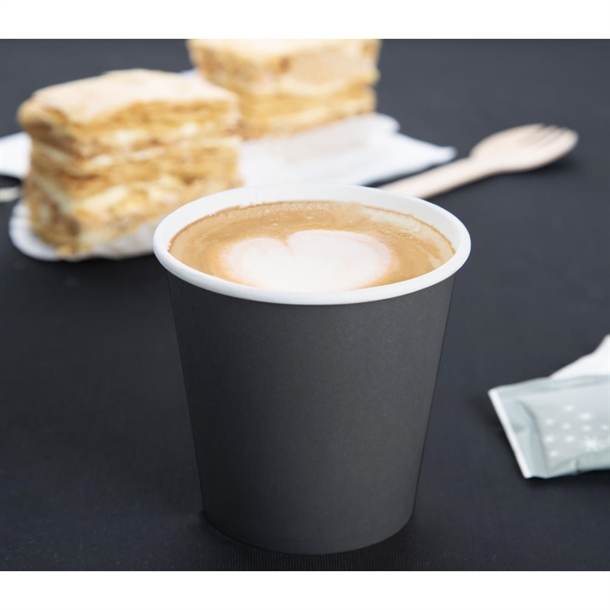 Fiesta Compostable Hot Cups Single Wall Black 177ml (1000 Pack)