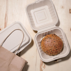 Fiesta Compostable Bagasse Burger Box Natural 152mm (500 Pack)