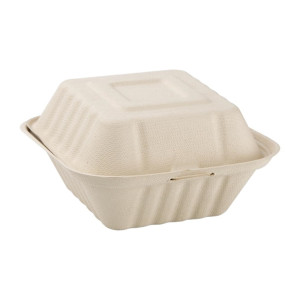 Fiesta Compostable Bagasse Burger Box Natural 152mm (500 Pack)