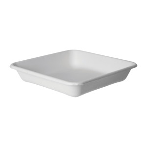 Detpak Sugarcane Square Container White - 218x218x41mm / 1390ml (200 Pack)