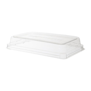 Detpak Sugarcane Rectangular 100% Rpet Lid Clear - 222x146x38mm (400 Pack)