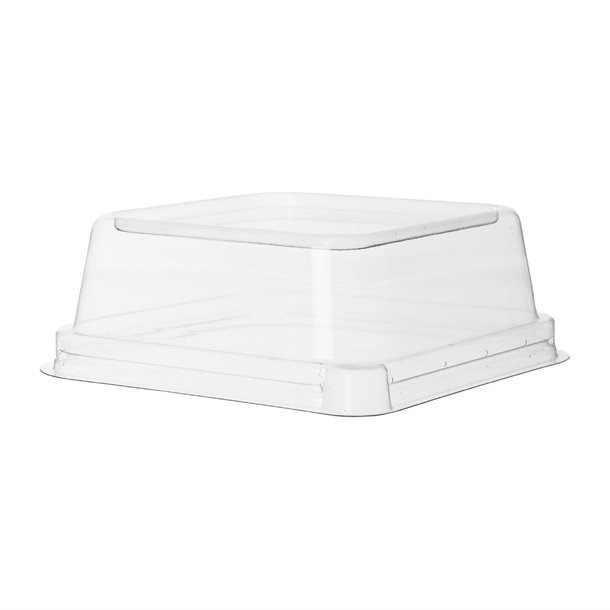 Detpak Sugarcane Square Pla Lid Clear - 138x138x50mm (400 Pack)
