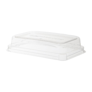 Detpak Sugarcane Rectangular 100% Rpet Lid Clear - 184x127x38mm (400 Pack)