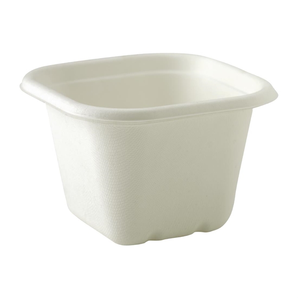 BioPak BioCane White Takeaway Square Bases - 630ml (Pack 600)
