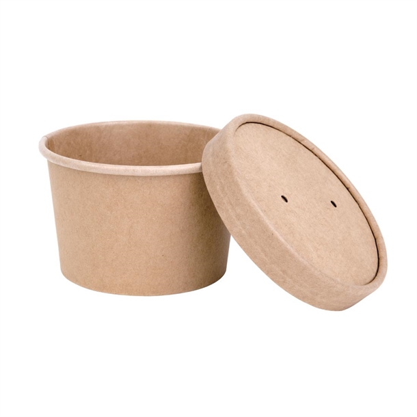 Fiesta Compostable Biodegradable Paper Soup Container Lids 98mm (500 Pack)