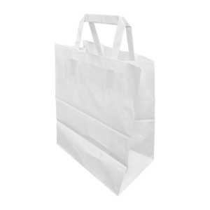 Fiesta Recyclable Flat Handle White Paper Bags Large (250 Pack)