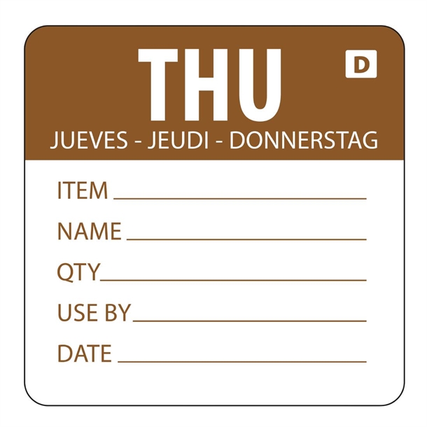 Hygiplas Dissolvable Day of the Week Labels Thursday (250 Pack)