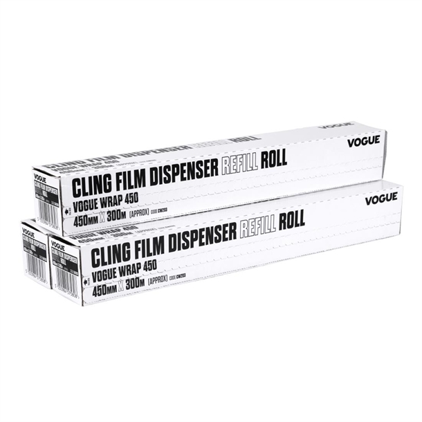 Vogue Cling Film 300m fits Wrap450 Dispenser (3 Pack)