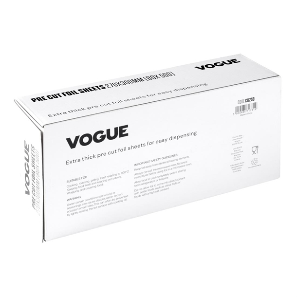Vogue Aluminium Foil Sheets 270x300mm (500 Pack)