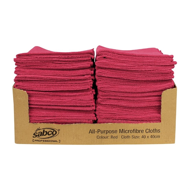 Sabco Professional All Purpose MF Cloths 400x400mm Red (Pack 50)
