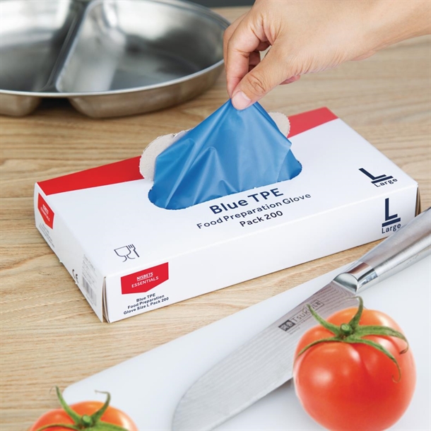 Nisbets Essentials Powder-Free TPE Gloves Blue (200 Pack)
