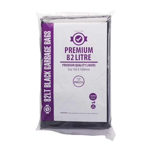 Jantex Premium Garbage Bags Black 82Ltr (50 Pack)