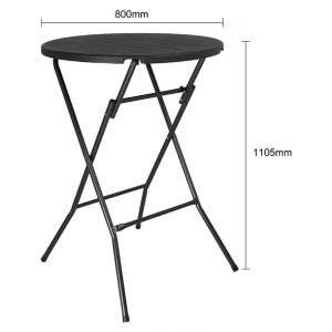 Bolero Folding HDPE Bar Table Wood Effect Black 800mm