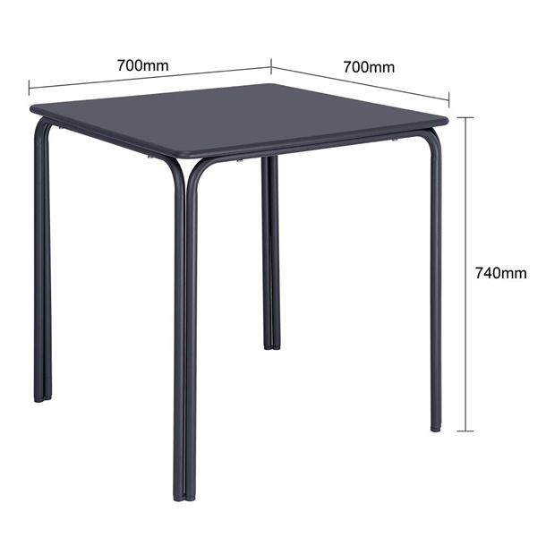 Bolero Adeline Steel Square Table 700mm Slate Blue